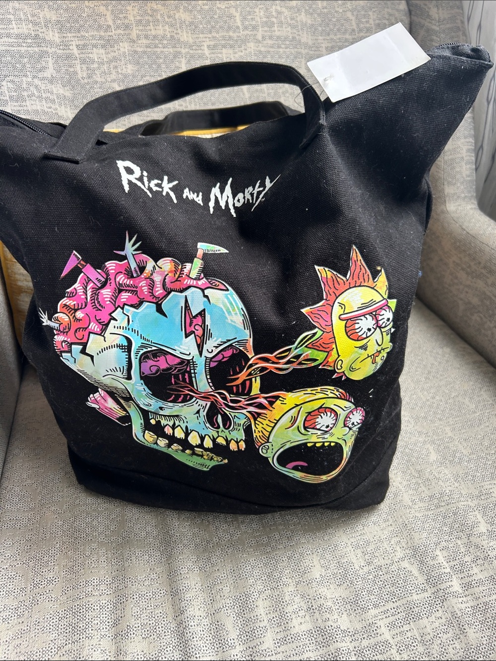 Rick and Morty Black Graphic Tote Bag BRAND NEW TAG QUICK NYC SHIPPING - Picture 8 of 16